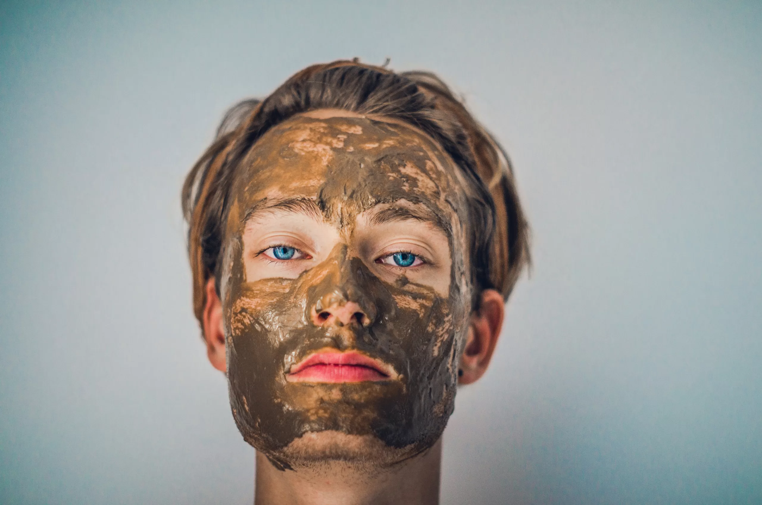 Face mask on man's face, showing Skincare for Men