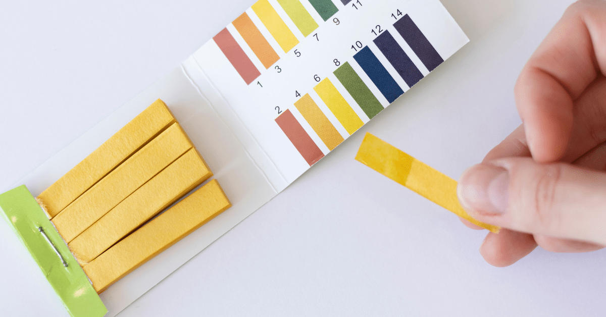 pH strips indicating pH balance of skin